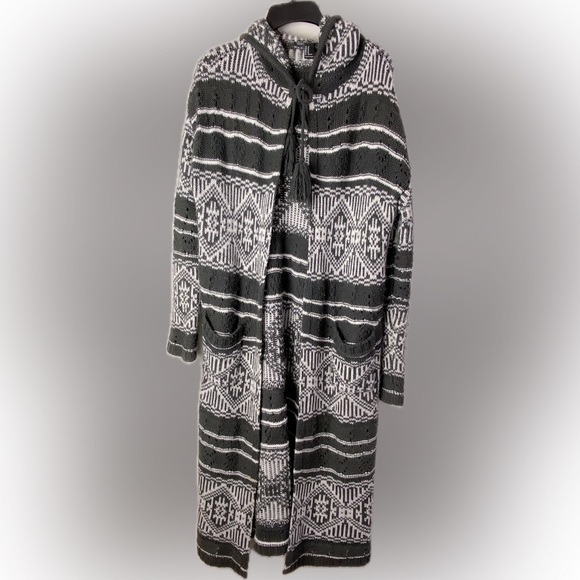 Forever 21 extra long winter open cardigan hooded sweater with slouch pockets - Picture 8 of 16